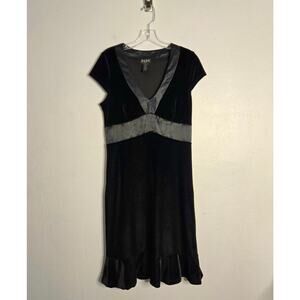 Vintage BCBG Paris 90s Black Velvet Empire Waist Dress M Romantic Elegant Goth